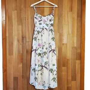 New H&M Linen-Blend Bow Detail Dress M Medium Cotton Summer Floral boho LMT ED